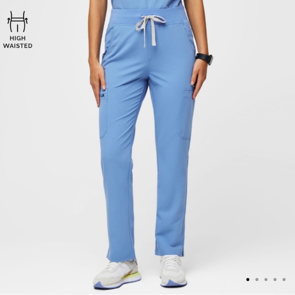 FIGS Yola High-waisted 2.0 Skinny Scrub Pants- size Medium/Tall, ceil blue